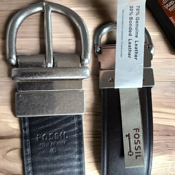 NWT FOSSIL Qty 2 MED Genuine Leather Belts Designer Belts - Picture 10 of 14